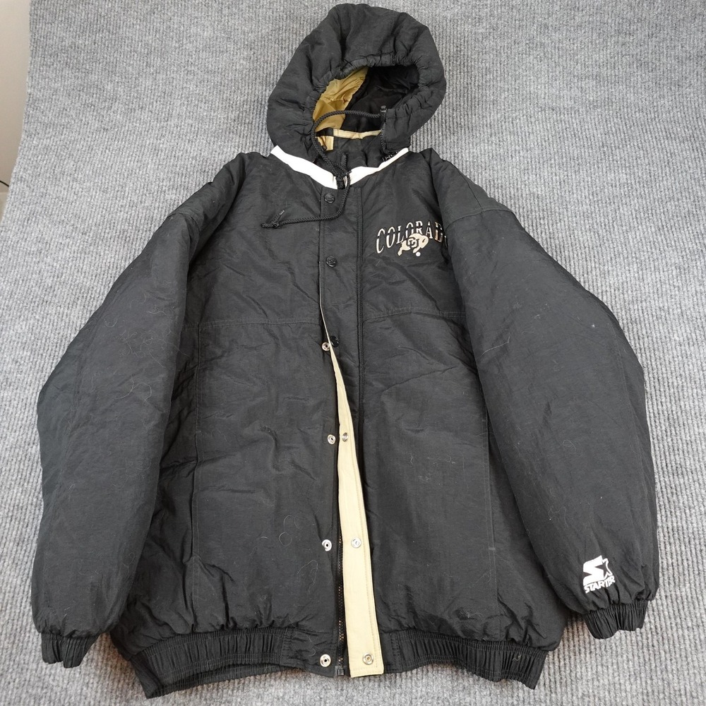 Vintage Colorado Buffaloes Jacket Mens 2XL Black NCAA Football Starter 90s